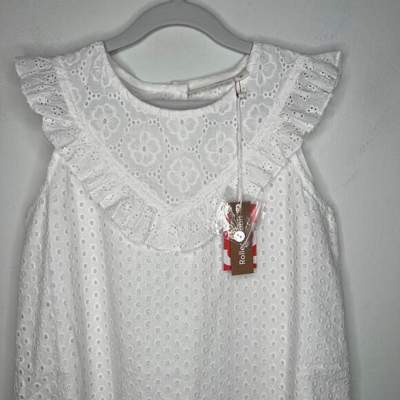 Roller Rabbit White Eyelet Lace Ruffle Shift Dress 8Y - Picture 4 of 8